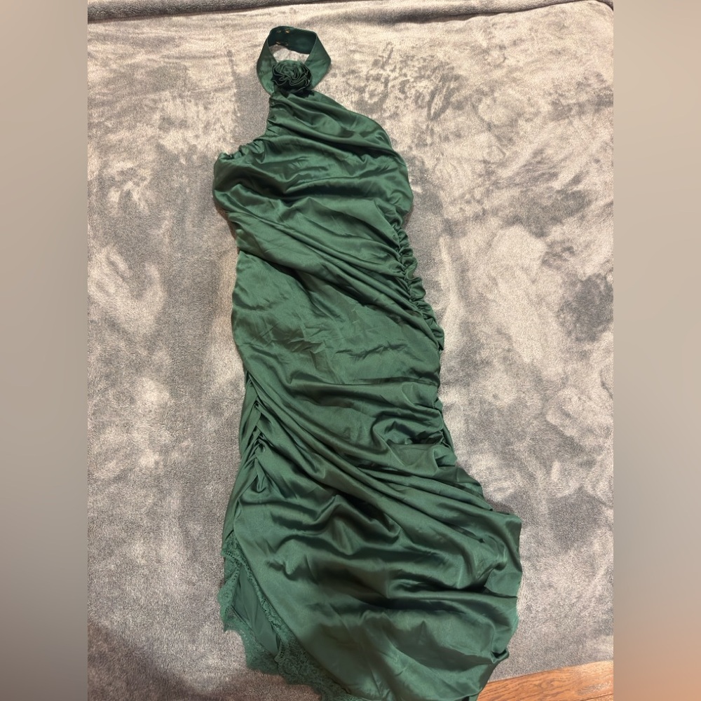 Fashion Nova Emerald Satin Dress